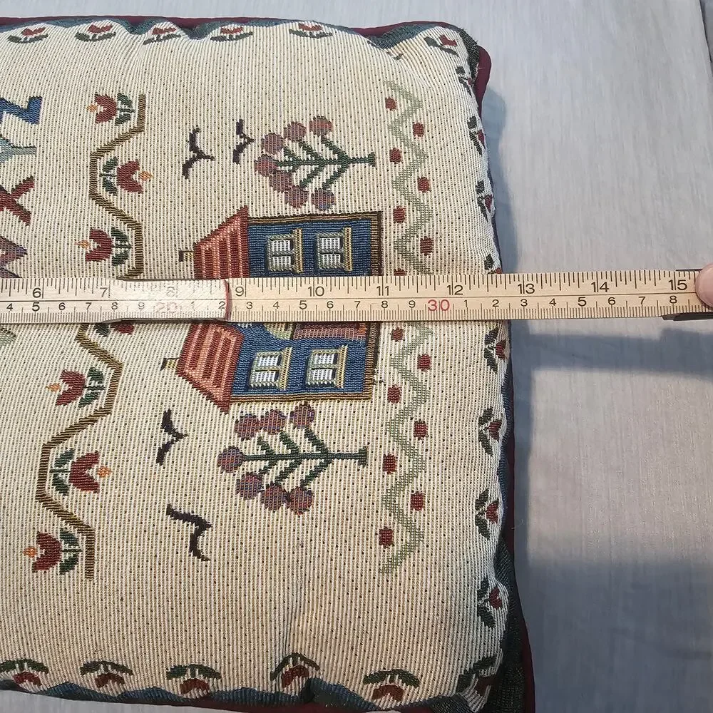 Vintage Alphabet Needlepoint Decorative Pillow Purple Home Cottage Country Decor